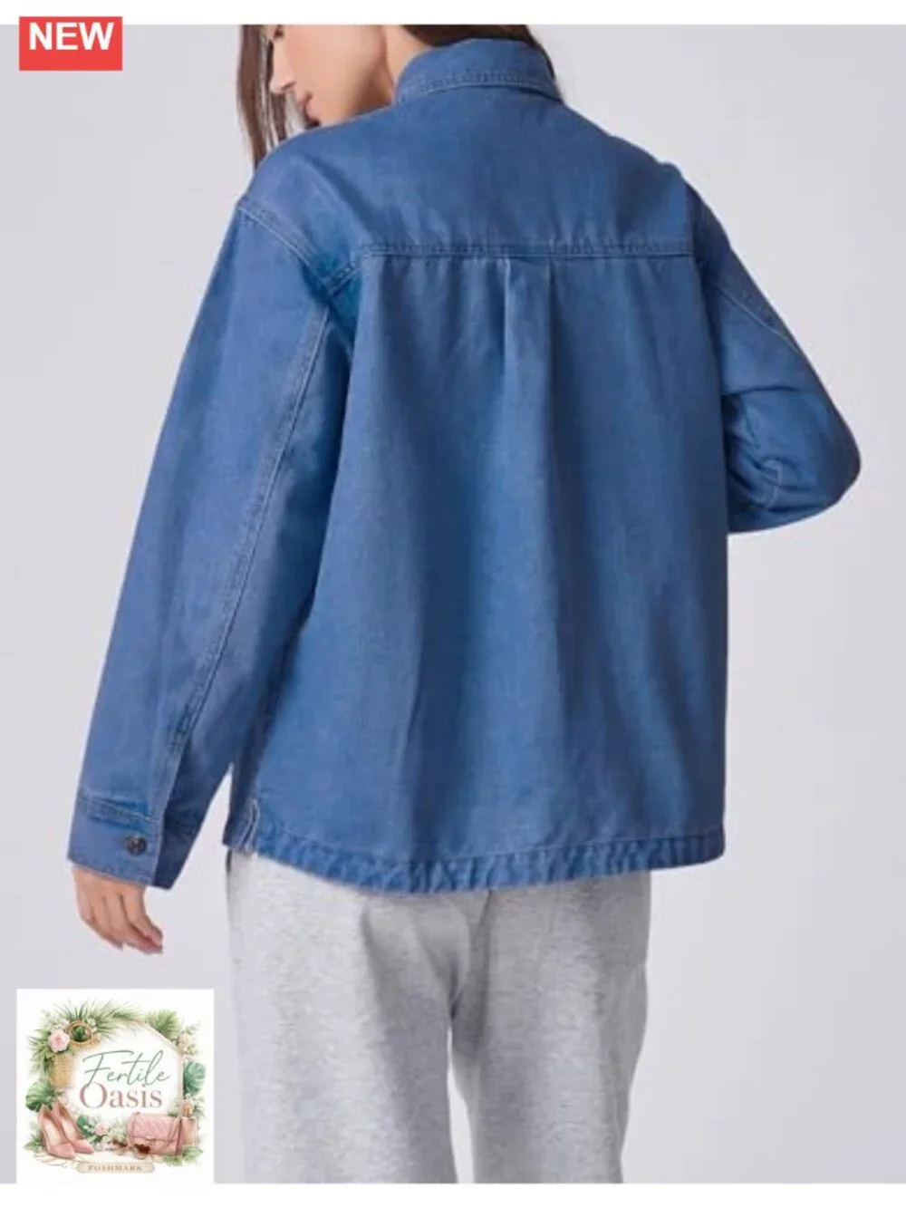 Kedera Oversized Denim Shacket Jacket with Pockets